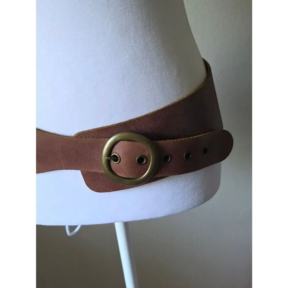 Vintage Y2K Gap Jeans Brown Genuine Leather Made In The USA Belt